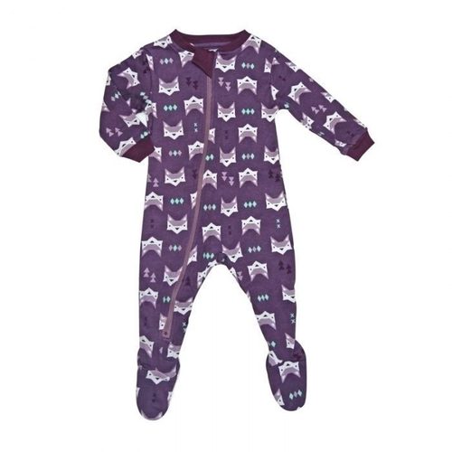 ZippyJamz有機棉寶寶拉鍊連身服 紫色狐狸